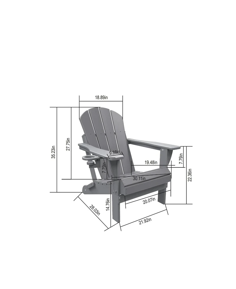 Streamdale Black Folding Adirondack Set, 2 Chairs, Table