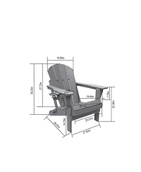 Streamdale Black Folding Adirondack Set, 2 Chairs, Table