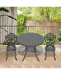 Streamdale 3-Piece Set Of All-Weather Cast Aluminum Dining Furniture Set With Black Frame