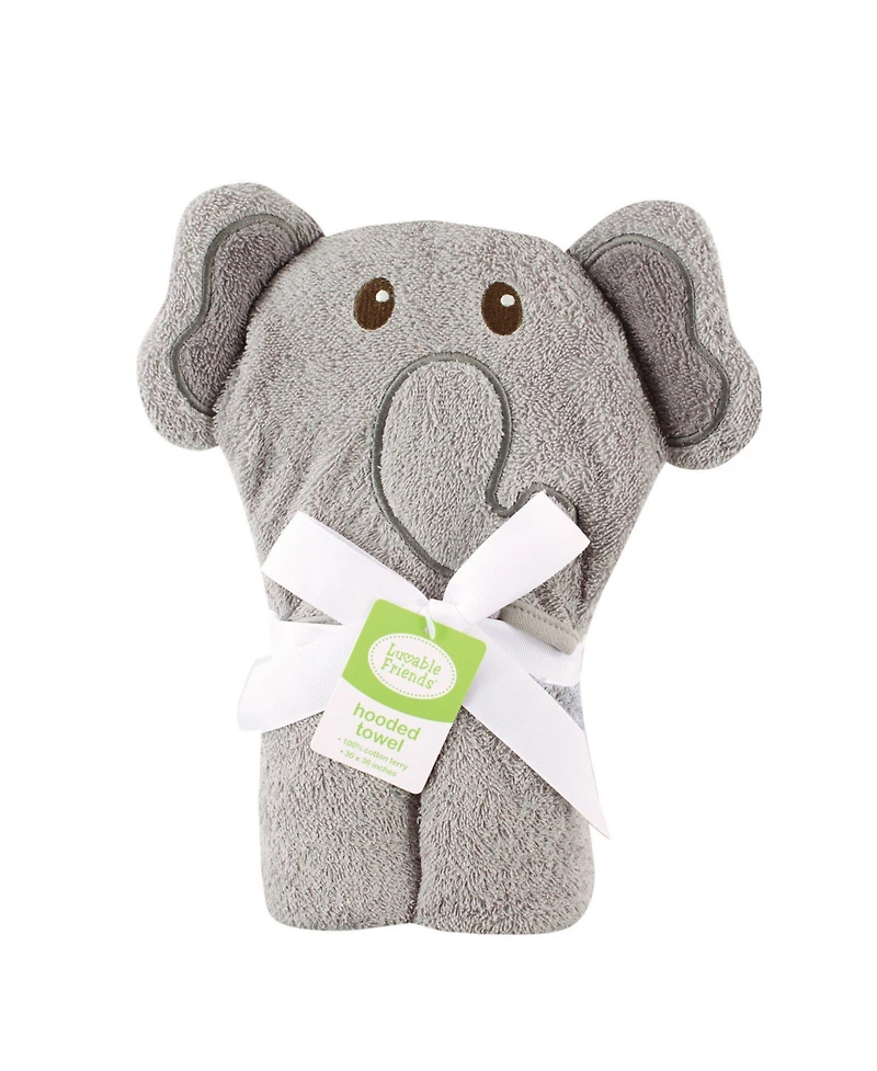 Luvable Friends Unisex Cozy Cotton Critter Hooded Drying Towel