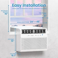Cowsar 12000 Btu U-Shaped Window Air Conditioner Cools up to 450 Sq.Ft with 6 Modes 24H Timer, Window Ac Units, Easy to Install, Low Noise, Remote Con