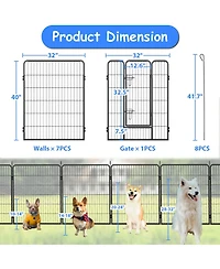 Heavy Duty 40" Dog Pens Outdoor Dog Fence Dog Playpen for Large Dogs