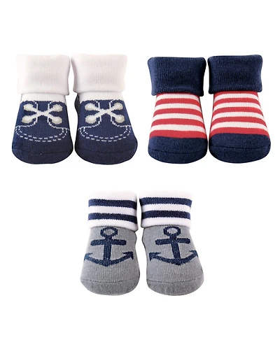 Luvable Friends Baby Boys Socks Set, Blue Stripe, 0-3 Months