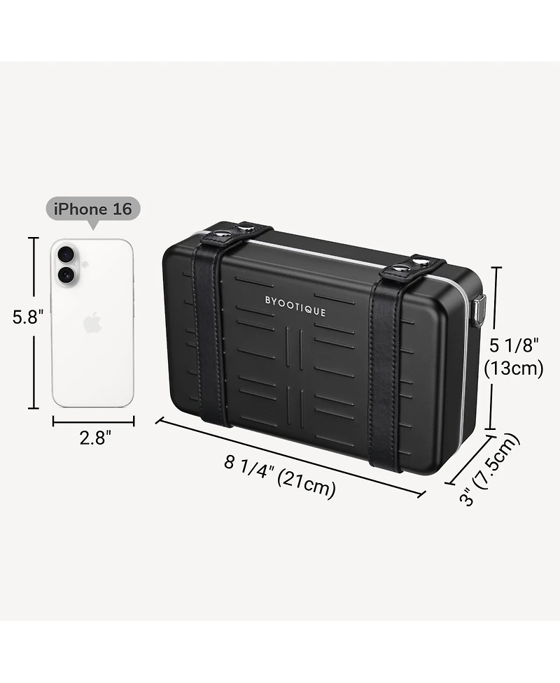 Byootique Mini Suitcase Crossbody Bag Portable Hard Shell Aluminum Cosmetic Makeup Case with Adjustable Strap Travel Handbag for Artist,Red