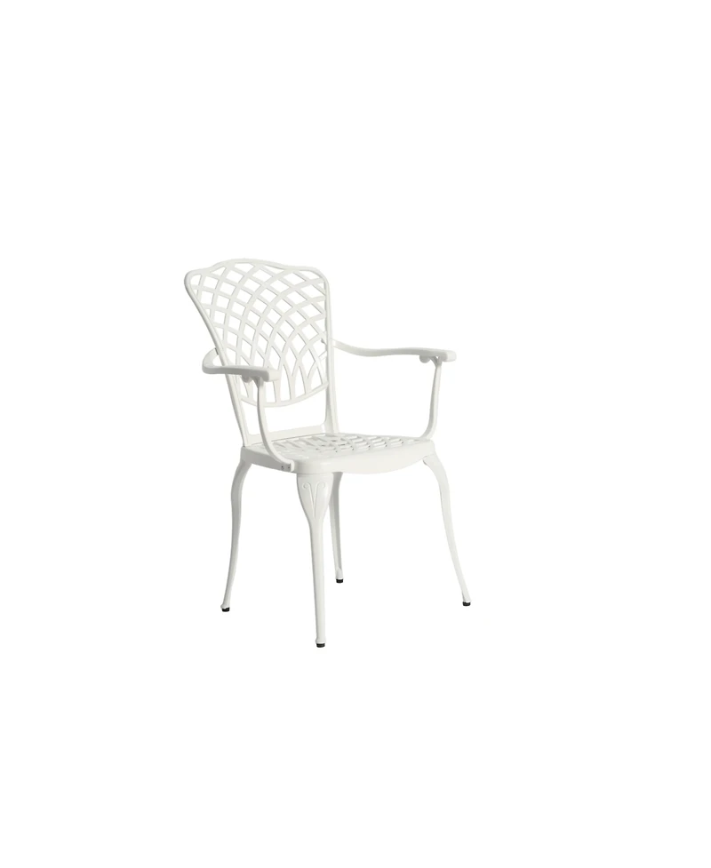 Streamdale 3-Piece White Patio Bistro Set, Cast Aluminum Table & 2 Chairs, Umbrella Hole