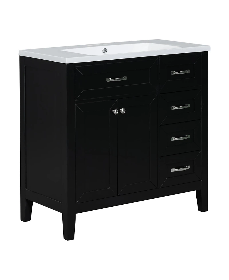 Streamdale 36" Bathroom Vanity with Sink Combo, Black Bathroom Cabinet with Drawers, Solid Frame and Mdf Board