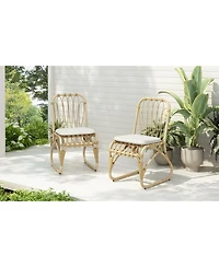 Streamdale Outdoor wicker dining chairs (set of 2) with washable cushions, Natural