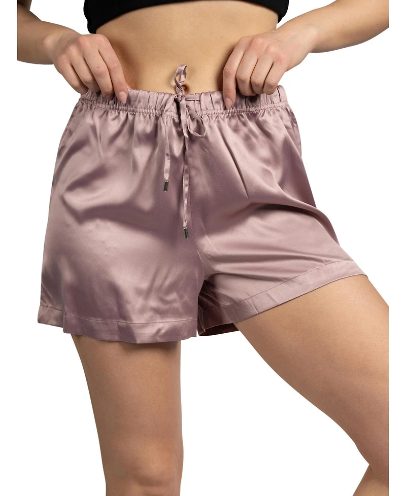 Tahari Women's 2-Pack Satin Drawstring Pajama Lounge Shorts
