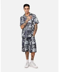 Xxiii Men's Printed Denim Patch Jorts
