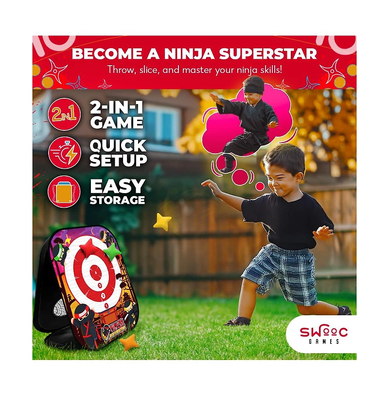 Ninja Superstar | 2-in-1 Corn Hole Games for Kids | 5-Second Setup | Ninja Kids Toys | Bean Bag Toss Game for Kids