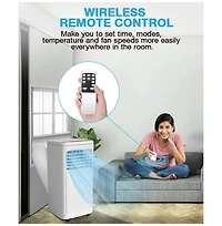 Cowsar Portable Air Conditioner, 10000 Btu for Room up to 350 sq. ft, Portable Ac with Dehumidifier & Fan, 2 Fan Speeds, 24H Timer, Remote Control, En