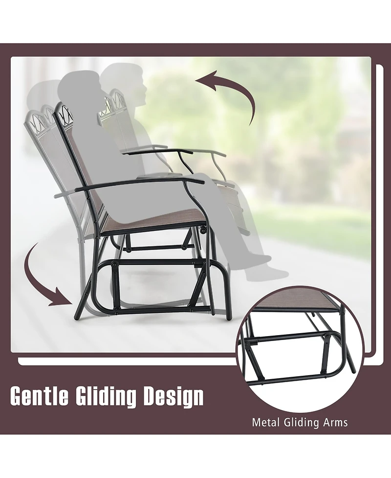Gymax 4PCS Outdoor Glider Chair & Table Set Patio Conversation Furniture Set