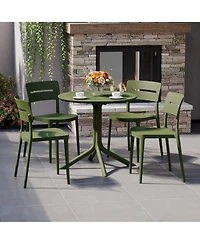Modern 5-Piece Resin Round Patio Dining Table Set with Stackable Chairs