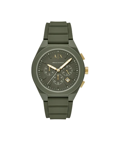 A|X Armani Exchange Men's Sync Quartz Chronograph Green Silicone Watch, 44mm