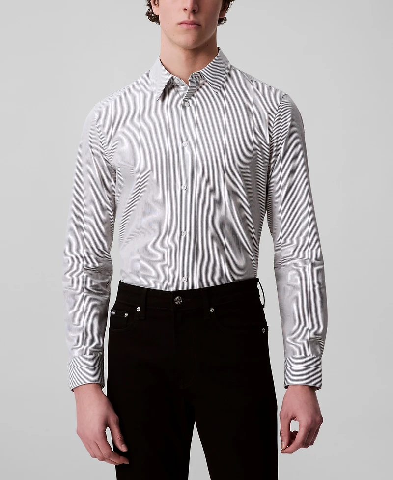 Calvin Klein Men's Stretch Striped Slim-Fit Dress Shirt