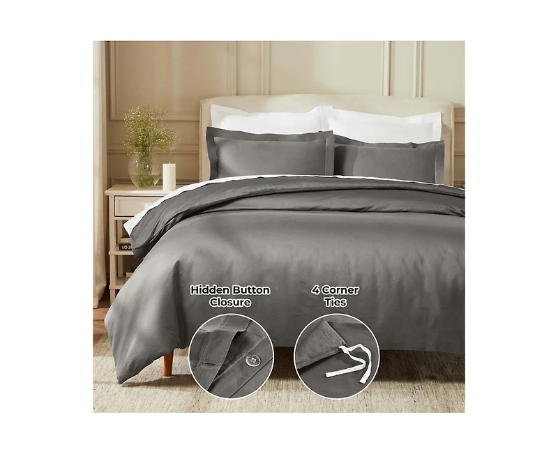 Superior Egyptian Cotton 850 Thread Count Solid Duvet Cover Set, King/California King