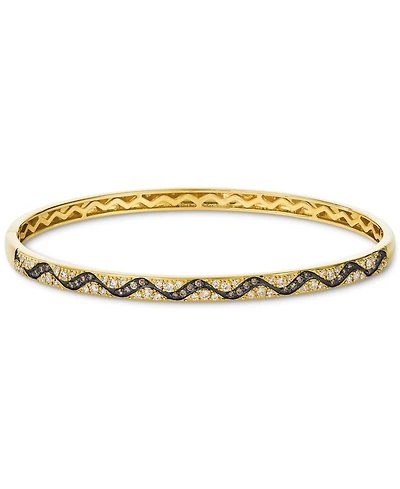 Le Vian Nude Diamond & Chocolate Diamond Wavy Pattern Bangle Bracelet (3/4 ct. t.w.) in 14k Gold