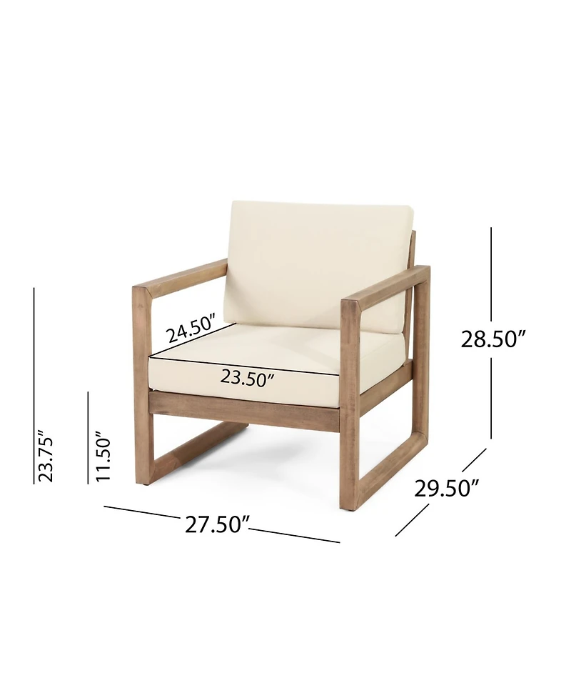Outdoor Acacia Club Chairs (Set of 2), Brown Wash, Beige Cushions