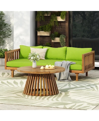 Streamdale Acacia Wood 3-Seater Daybed & Coffee Table Set