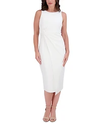 Siena Women's Ruched Side-Twist Sleeveless Midi Dress