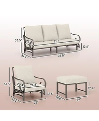 Outsunny 5 Piece Patio Furniture Set with 2 Rockers Outdoor Furniture
