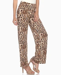 White Mark Women's Cheetah Print Wide Leg Pants