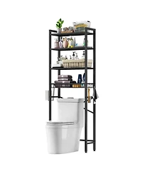 Over the Toilet Storage Freestanding Industrial Metal Wood Shelving Unit