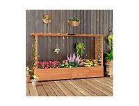 Rectangle Raised Garden Bed with Side Trellis for Outdoor Gardening and Plant Support