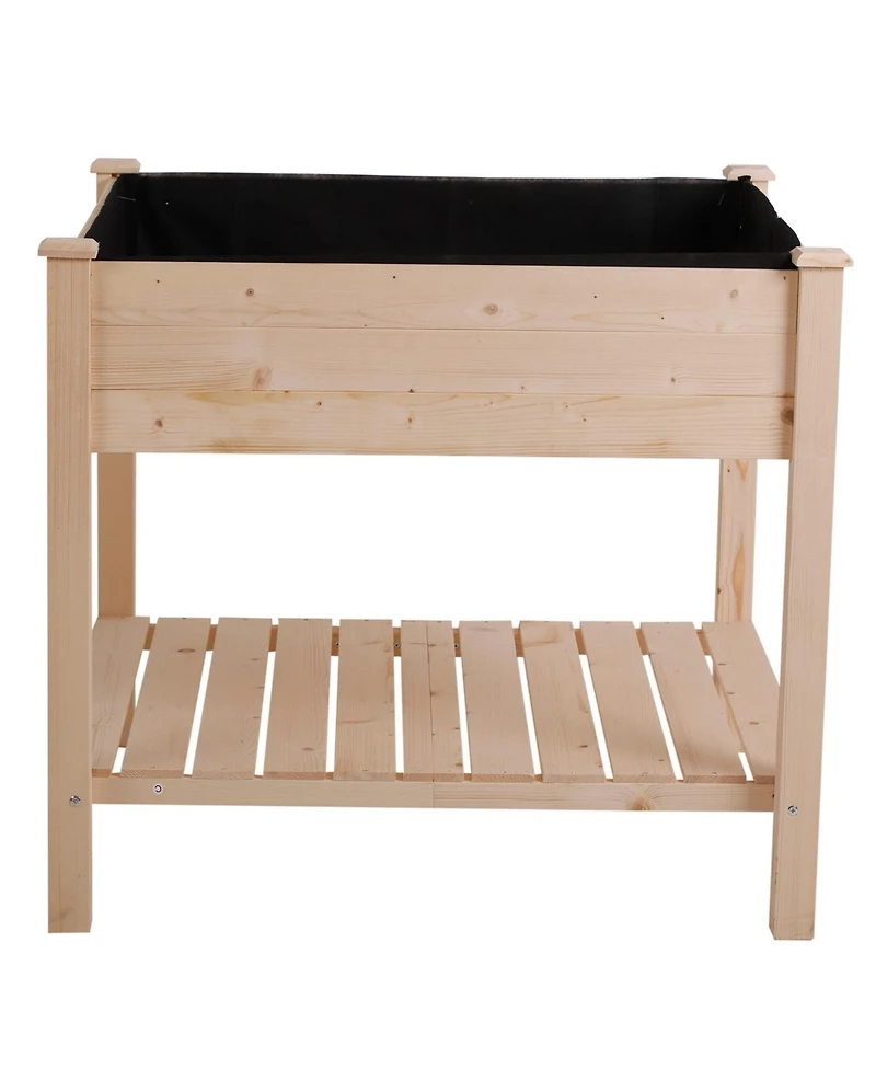 Farmhouse Square Fir Wooden Raised Garden Planter Box for Outdoor Gardening and Planting