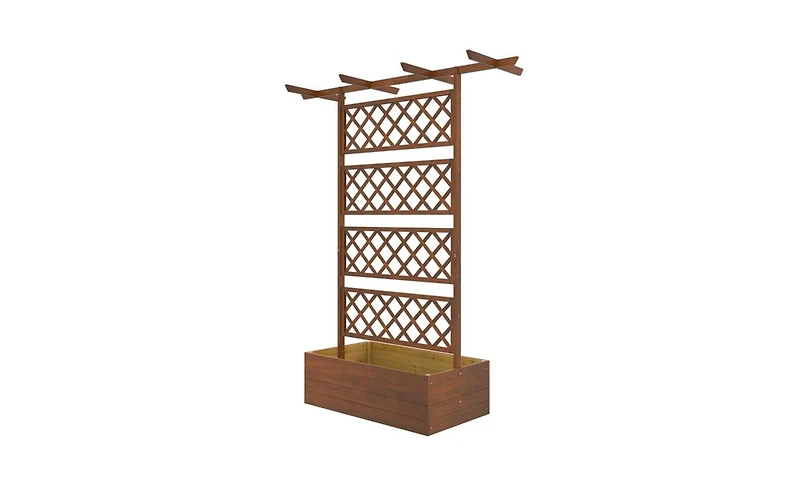 Multi-Functional Wooden Garden Trellis with Planter Box