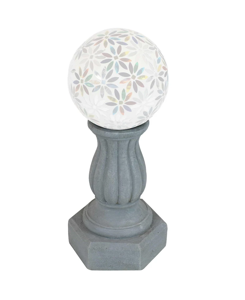 Contemporary Pillar Indoor/Outdoor Column-Style Gazing Globe Stand for 10 to 12-Inch Gazing Balls - 16" H - Travertine