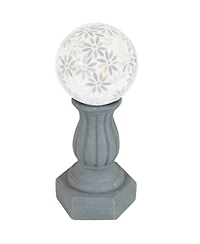 Contemporary Pillar Indoor/Outdoor Column-Style Gazing Globe Stand for 10 to 12-Inch Gazing Balls - 16" H - Travertine