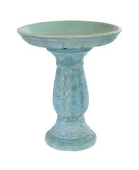 Avignon Ceramic Bird Bath with Lava Finish - Blue Distressed Ceramic Finish - 18.75" H