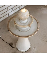 Gentle Glow 2-Tier Ceramic Outdoor Fountain with Led Lights - 26.5" H - Off-White