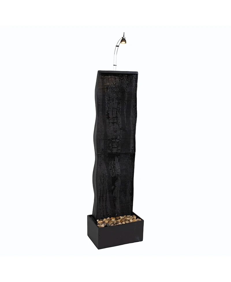 56" H Curved Ridge Slate Indoor Waterfall Fountain with Spotlight