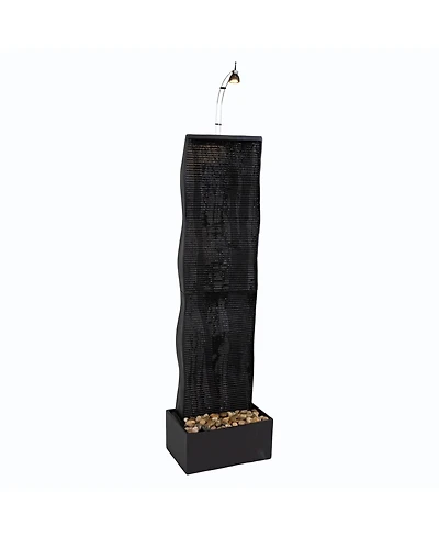 56" H Curved Ridge Slate Indoor Waterfall Fountain with Spotlight