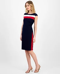 Connected Sleeveless Tri-Tone Sheath Dress