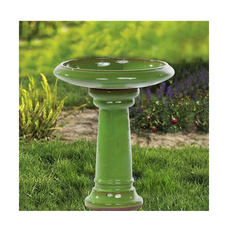 Glazed Ceramic Outdoor Patio Garden Birdbath for Backyard Decoration and Birds