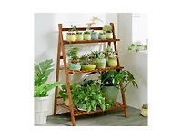 Farmhouse Indoor/Outdoor 3-Tier Folding Plant Stand Planter Shelving Unit for Garden and Decor