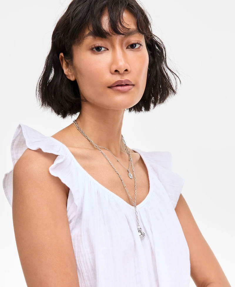 On 34th Women's Cotton Gauze Flutter-Sleeve Top, Exclusively at Macy's