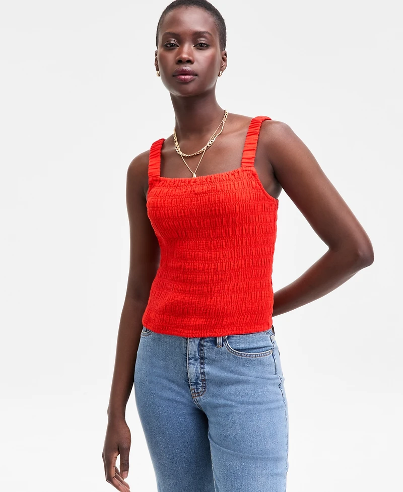 On 34th Women's Cotton Gauze Smocked Tank