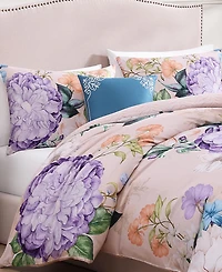 Bebejan Bright Bouquet Bedding 100% Cotton Sateen 5 Piece Queen Size Reversible Comforter Set