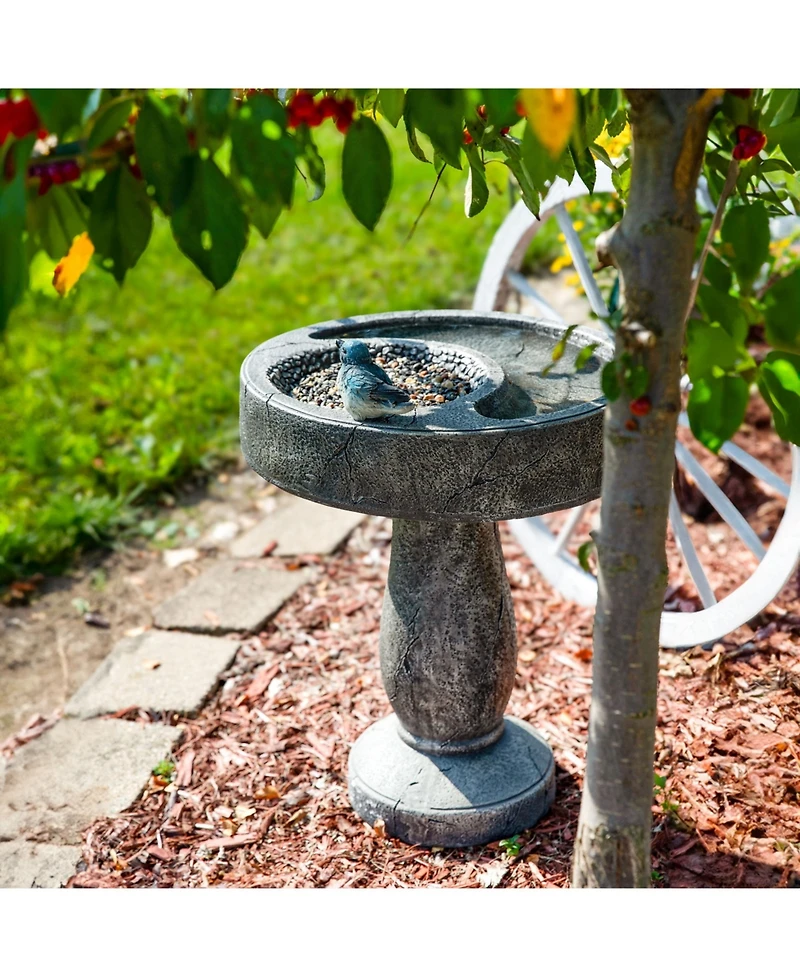 27" H Bird Bath with Birdseed Feeder Compartment