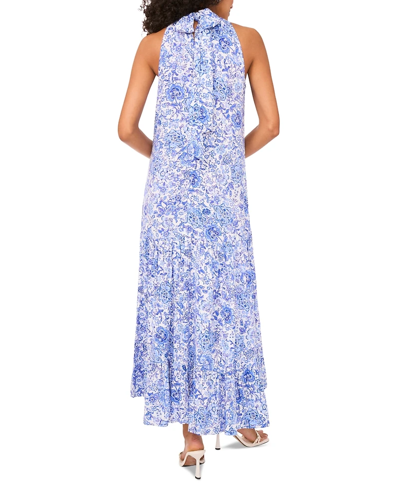 Msk Women's Printed Halter Sleeveless Maxi Dress