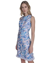 Eliza J Women's Tweed A-Line Floral-Pattern Dress