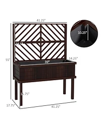 Multi-Functional Wooden Planter Box with Flower Shelf