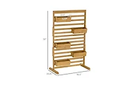 Elevated Wooden Planter Shelf with Detachable Trellis Stand