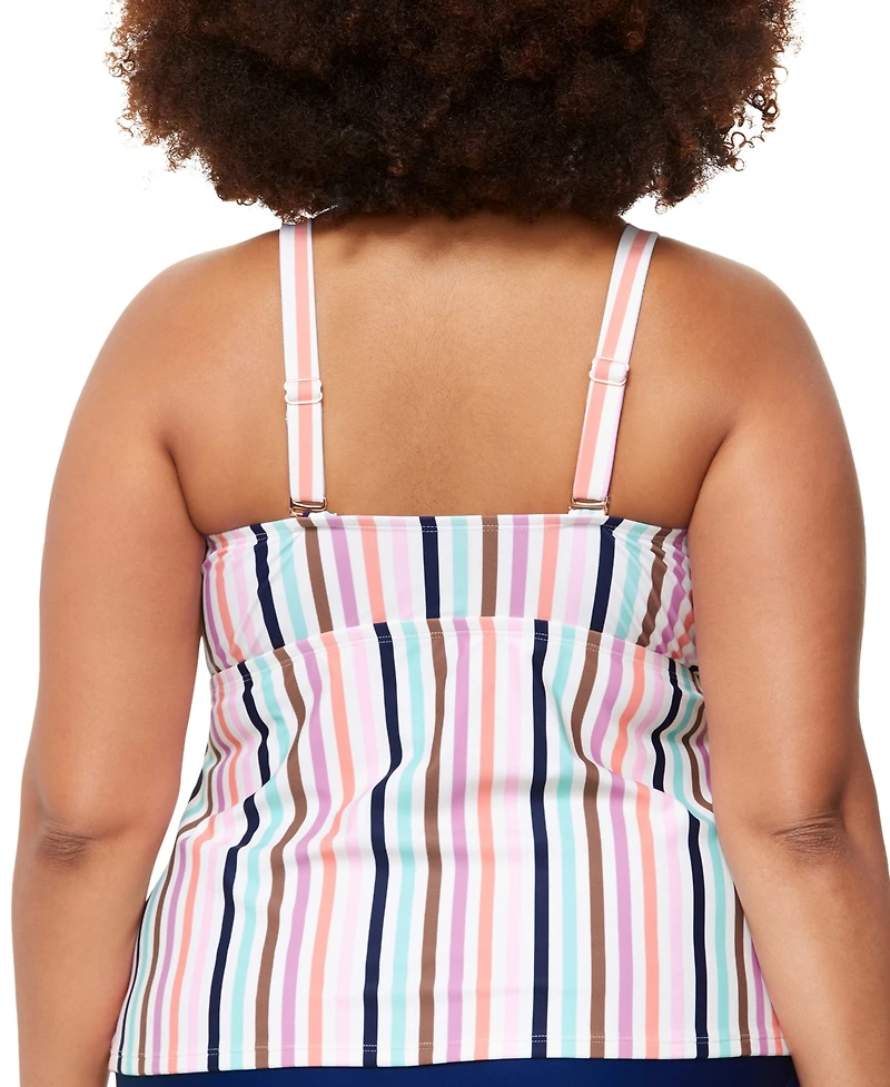 Raisins Curve Trendy Plus Tanzania Bow-Trim Tankini Top