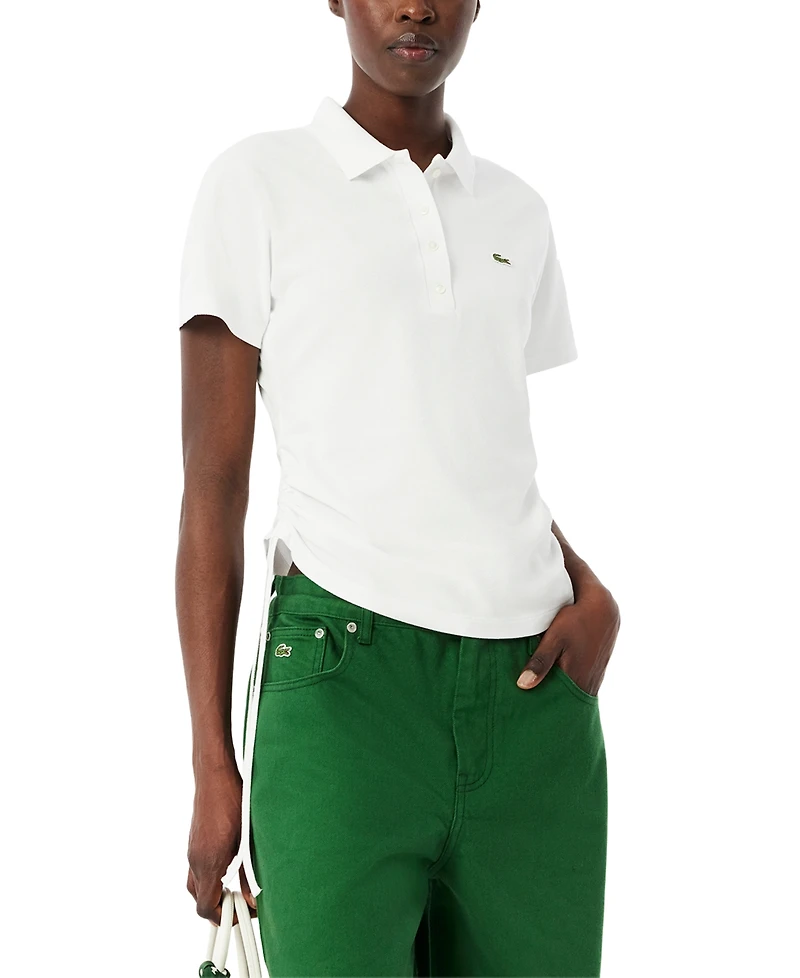 Lacoste Usa Women's Short-Sleeve Ruched Polo T-shirt