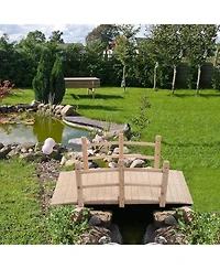 Outdoor Solid Wood 5-Ft Garden Bridge in Natural Wood Finish